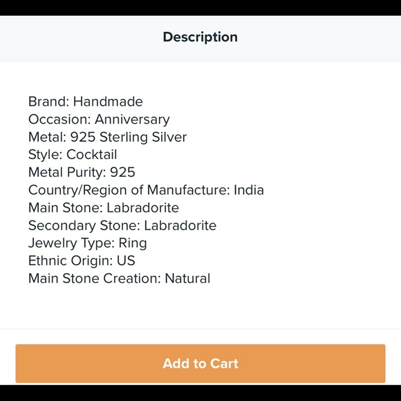 NWT Labradorite handmade 925 silver ring - Picture 4 of 4